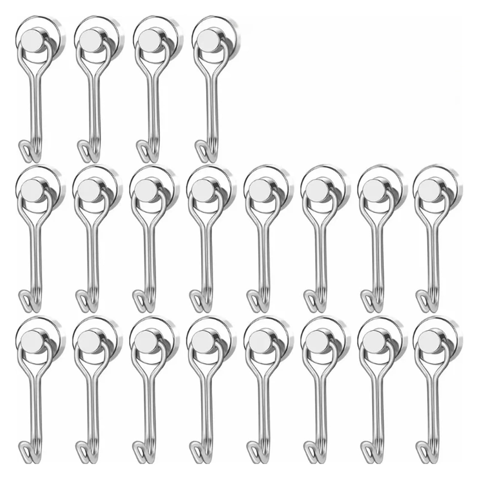 Genérico 20 ganchos magnéticos negros Cruis de alta resistencia neodimio tierras raras, imanes extra fuertes con gancho, compatibles for colgar, R(20pcs-silvery)