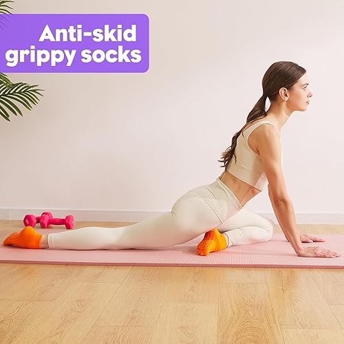 Miniatura 5 de WANZHIHUI 12 pares de calcetines de agarre de pilato para mujer, calcetines de yoga antideslizantes con agarres, calcetines de hospital, calcetines