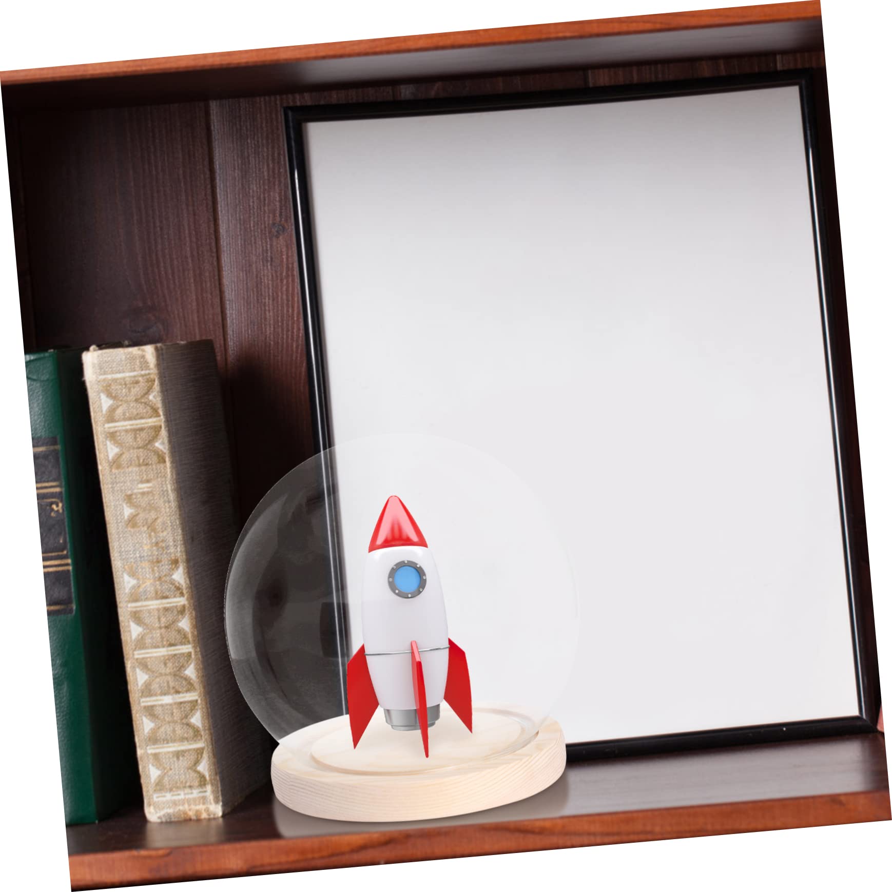 DOITOOL Elegant Figurine Model Glass Cover Display Case Wooden Base for Decor and Parties