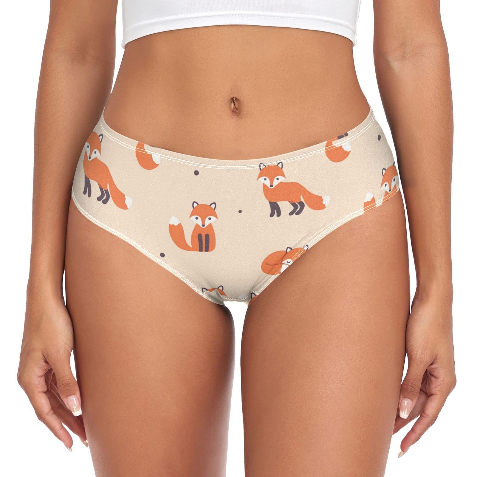 Linomo Women's Multicolor Underwear Cute Animal Fox Pattern Briefs Hipster Panties For Girls