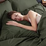Bedsure Queen Ensemble de confort vert d'olive - Lit dans un sac Queen Size 7 Des morceaux, GentleSoft™ Pintuck Bed Set Cadeau pour la famille, Pinch Pleat toutes les saisons consolateur avec draps, oreillers & Shams