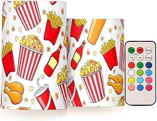 SPRIPORT Fries Chicken Popcorn Flameless Candles for Outdoor Indoor Color Changing LED Candles with Remote Timer Fake Candles for Decoration Gifts Home Wedding Halloween Christmas