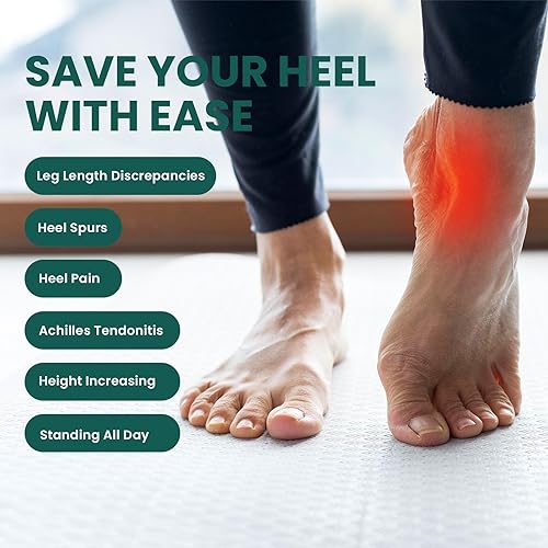 Miniatura 2 de Welnove - Almohadillas de talón para zapatos de hombre, copas de gel para levantamiento de talón con puntos de masaje para fascitis plantar de