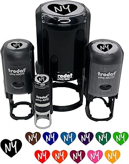 NY New York State in Heart Self-Inking Rubber Stamp Ink Stamper for Stamping Crafting Planners - 1/2 Inch Mini - Red Ink