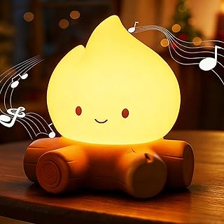 Tarinks Christmas Campfire Night Light, Portable Flame Lamp with White Noise, Cute Silicone Flameless Candle Lights Fake Fire Lamp Gifts for Kids Adults Friends, Christmas Table Decorations