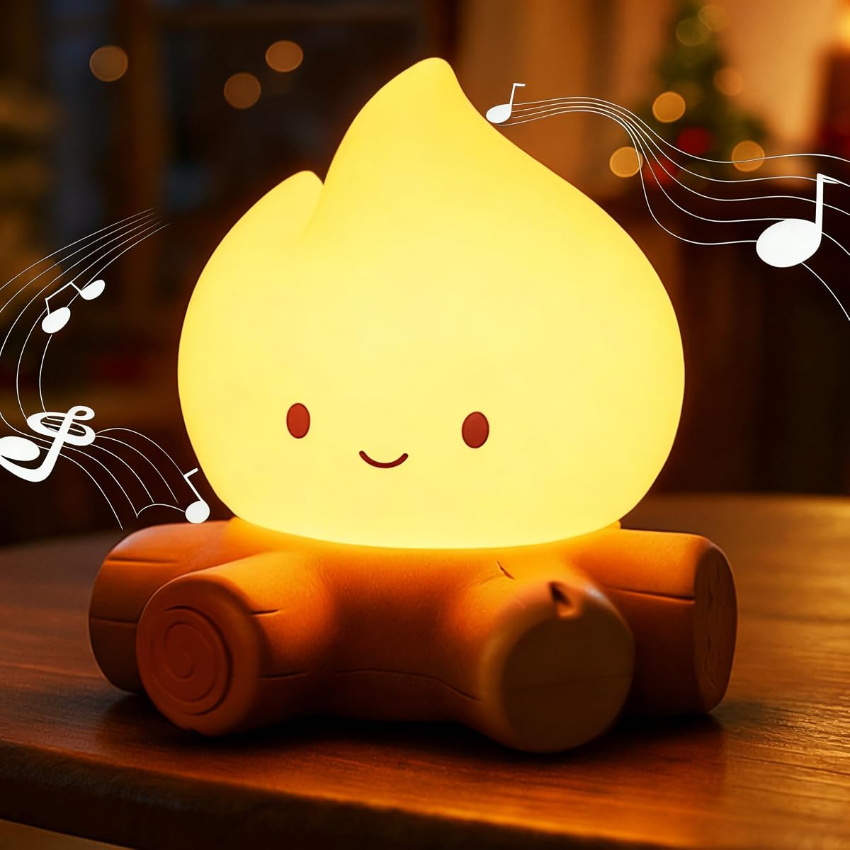 Tarinks Christmas Campfire Night Light Portable Flame Lamp with White Noise