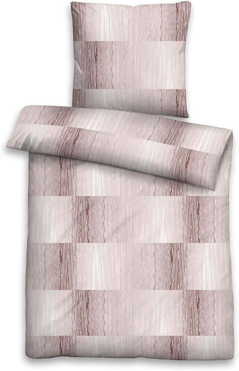 biberna 0003607 Flannelette Bed Linen Set with Pillowcase (Cotton) 1x 155 x 200 cm and 1x 80 x 80 cm Nugat