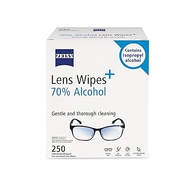 ZEISS Pre-Moistened Lens Cleaning Wipes with 70% Alcohol, 250 Count