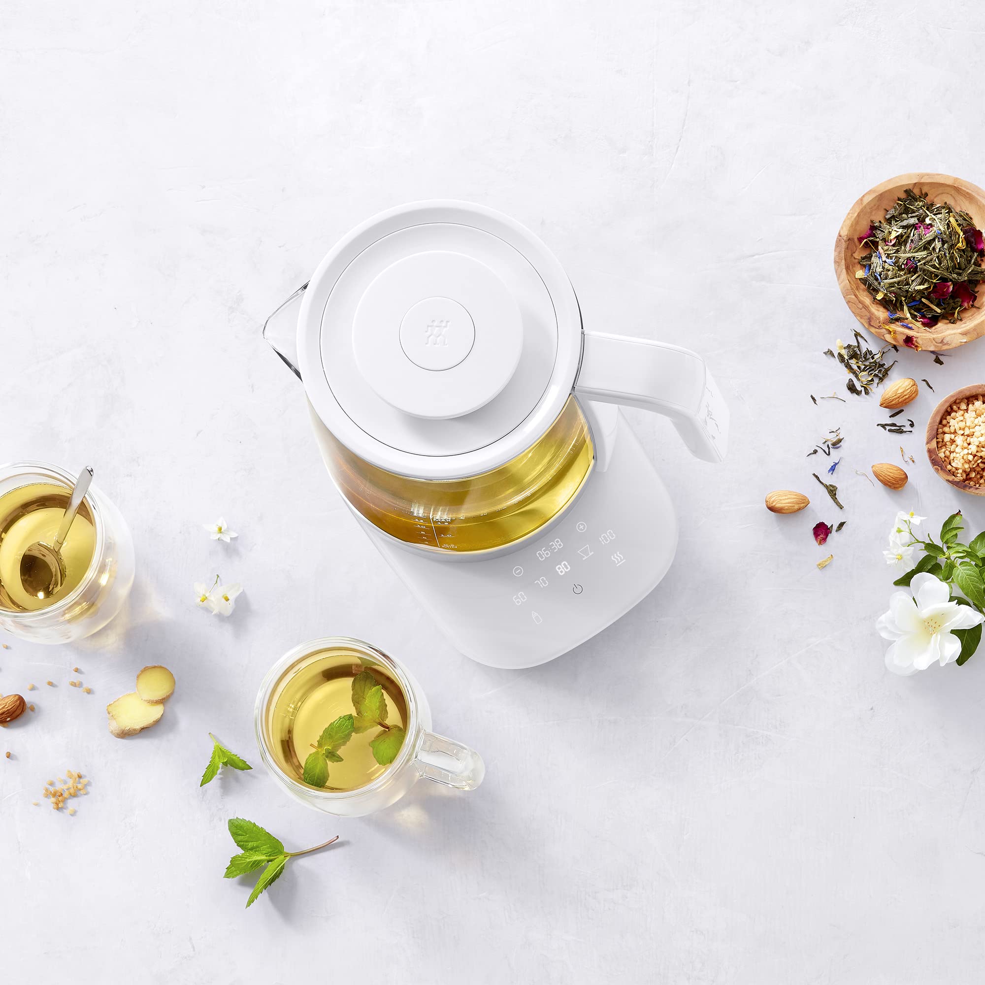 Enfinigy - Hervidor de vidrio de 1.7 L, tetera de té, 6 temperaturas preestablecidas para la taza perfecta, temporizador de té, color plateado 6