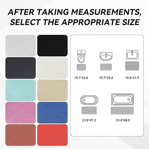 Miniatura 9 de Diatomaceous Earth - Tapete de baño súper absorbente, de secado rápido, antideslizante, delgado, apto para debajo de la puerta, alfombra de ducha