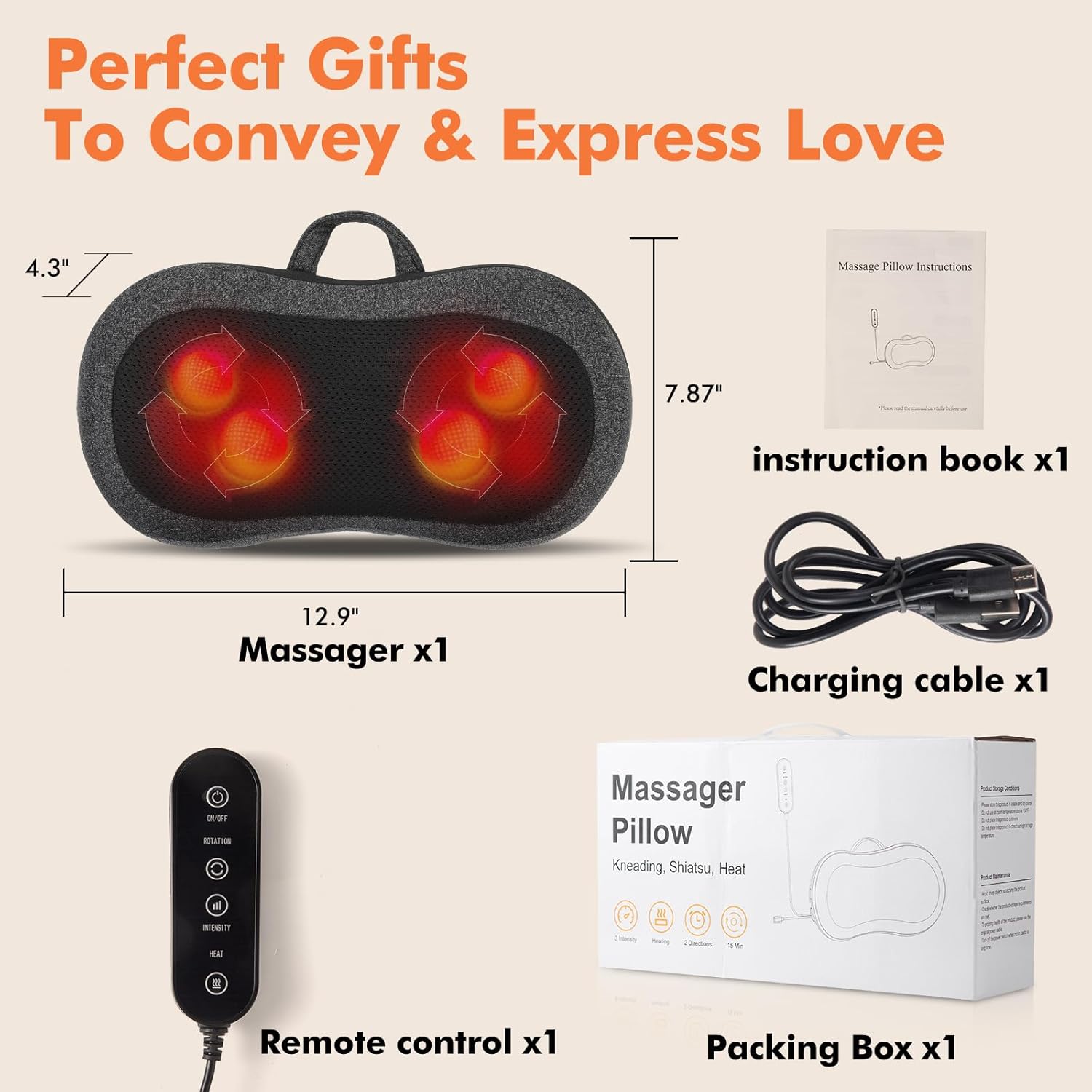 Birthday Gifts for Women Men Elderly Cordless Neck and Back Massager with Heat, Deep Tissue Shiatsu Neck Massager for Pain Relief, Massage Pillow for Back, Lower Back Massage, Gifts for Elderly Gray - Image 7