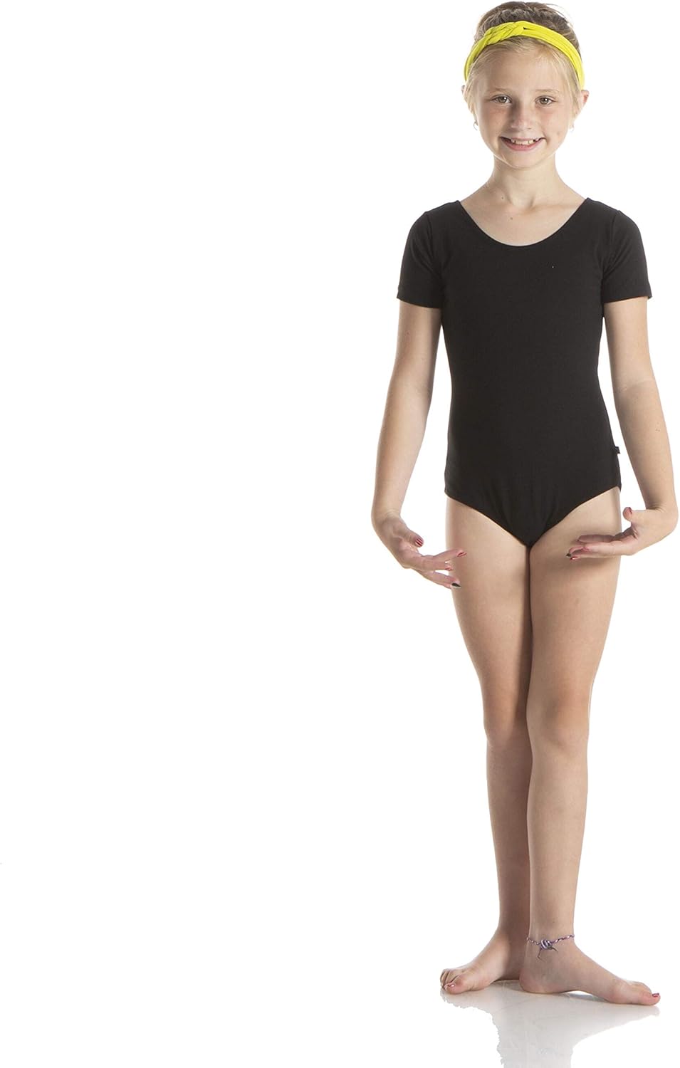 KicKee Pants Solid Short Sleeve Performance Jersey Leotard