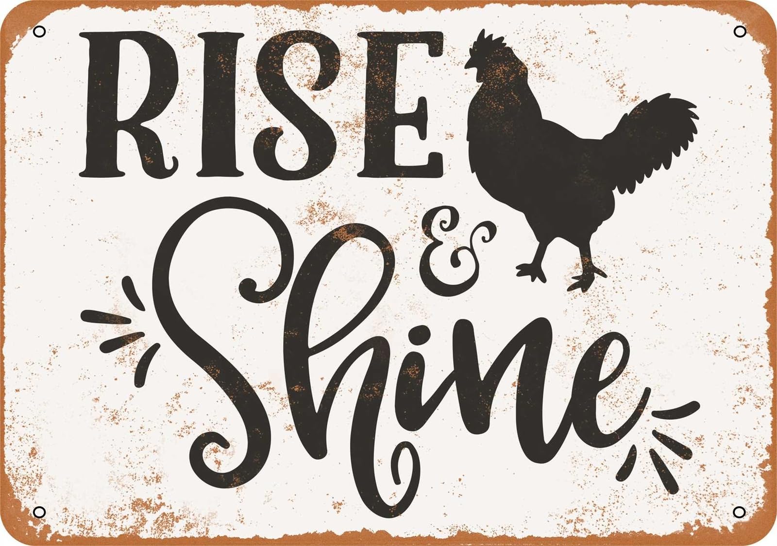 Miaomansenstore Metal Sign - Rise And Shine, Rooster - Vintage Look Home Decor