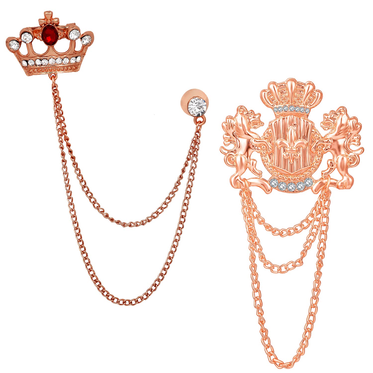 Mahi Rose Gold Plated Combo of Crown and Unicorn Chain Brooch with Crystals CO1105082Z (B0834R7TYH) Amazon Price History, Amazon Price Tracker