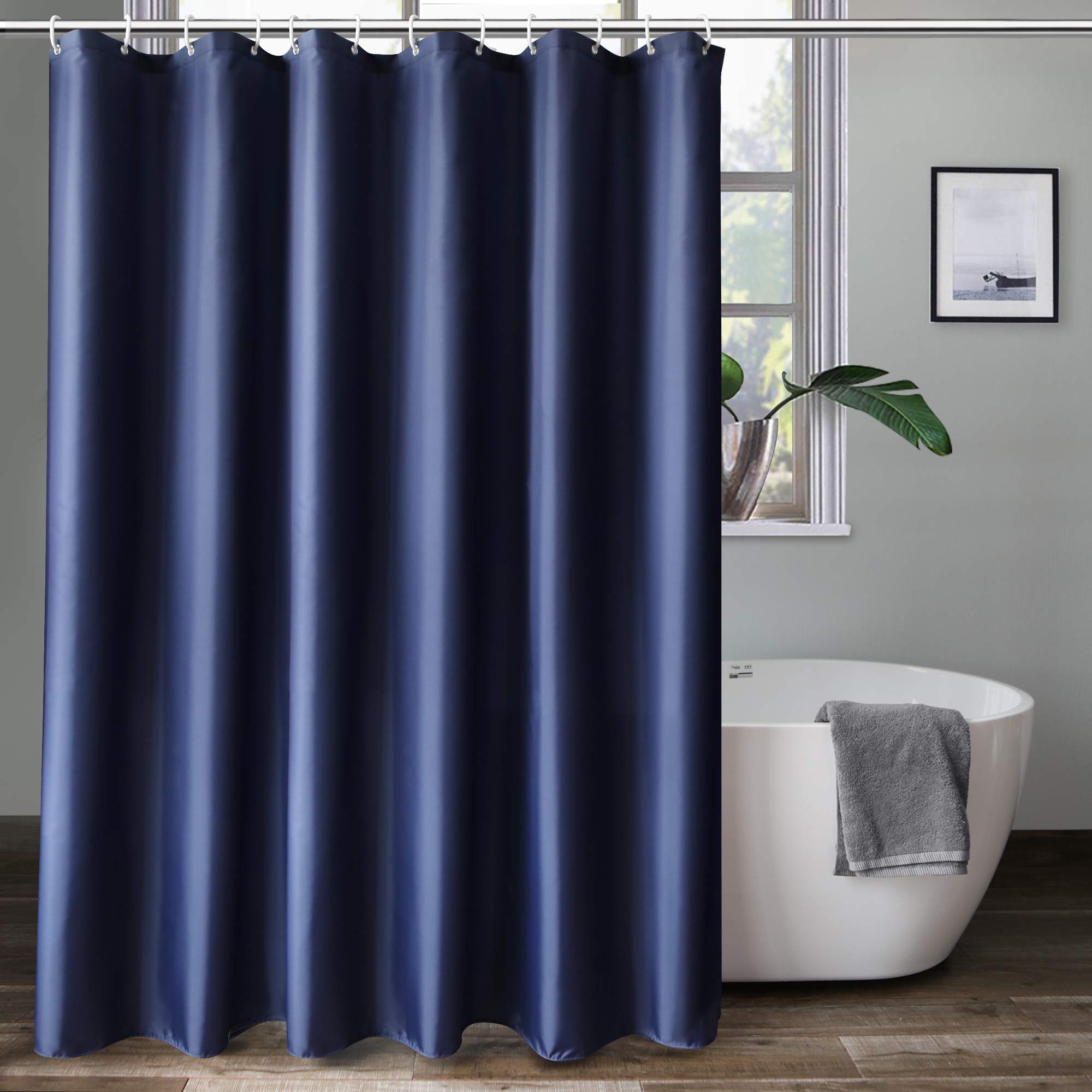 AooHome 72 Width by 66 Height inch Shorter Shower Curtain Liner, Fabric Solid Color Pattern Shower Curtin with Hooks, Reinforced Grommets, Weighted