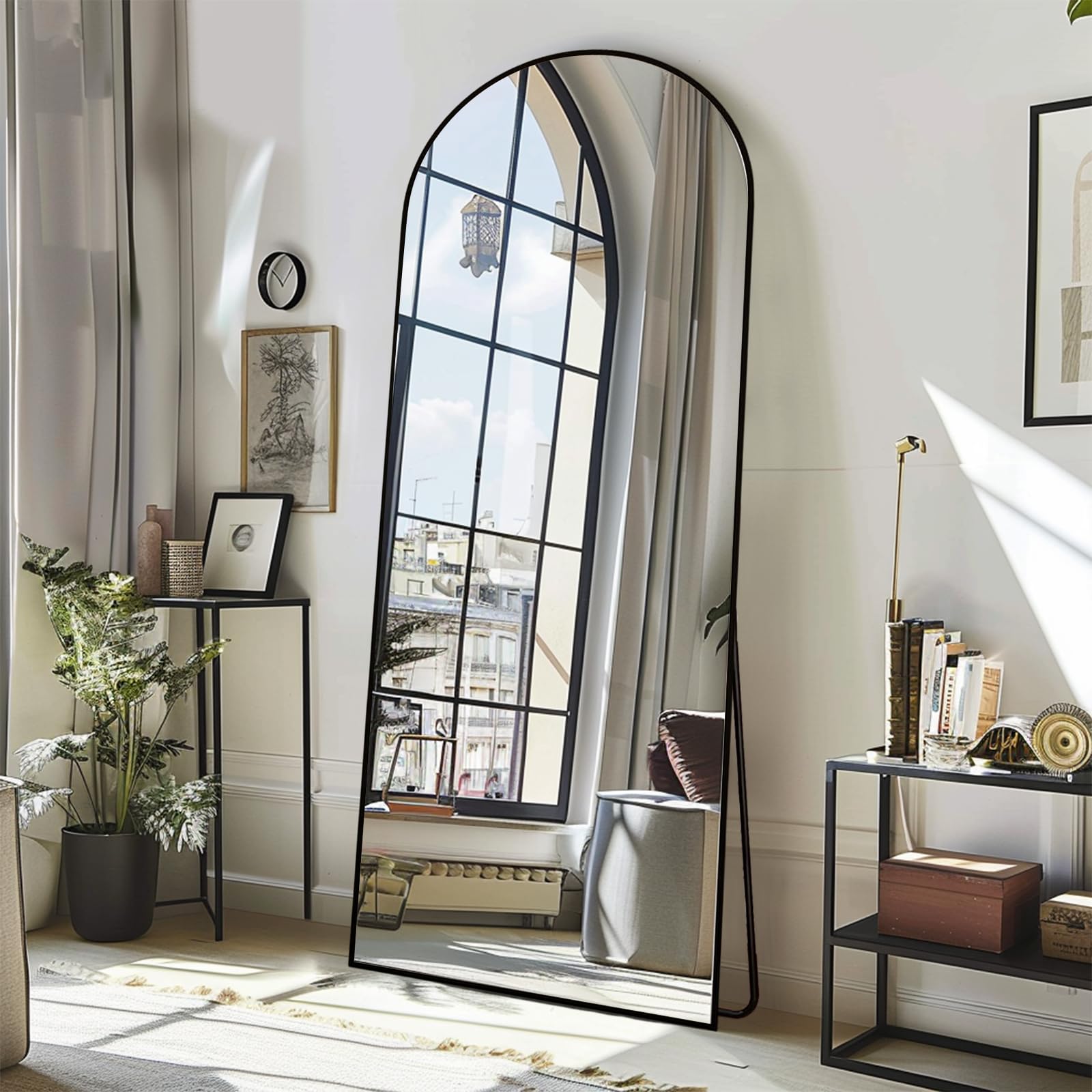 Photo 1 of ZHUNFA 64x22 Arched Full Length Mirror, Arched-Top Floor Standing Mirror
