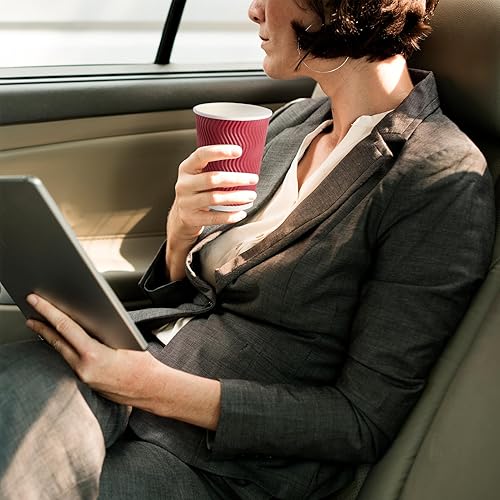 Miniatura 7 de Paquete de 60 vasos de papel, tazas de café desechables de 12 onzas, tazas de bebidas rojas calientes con pared ondulada aislada, tazas de papel