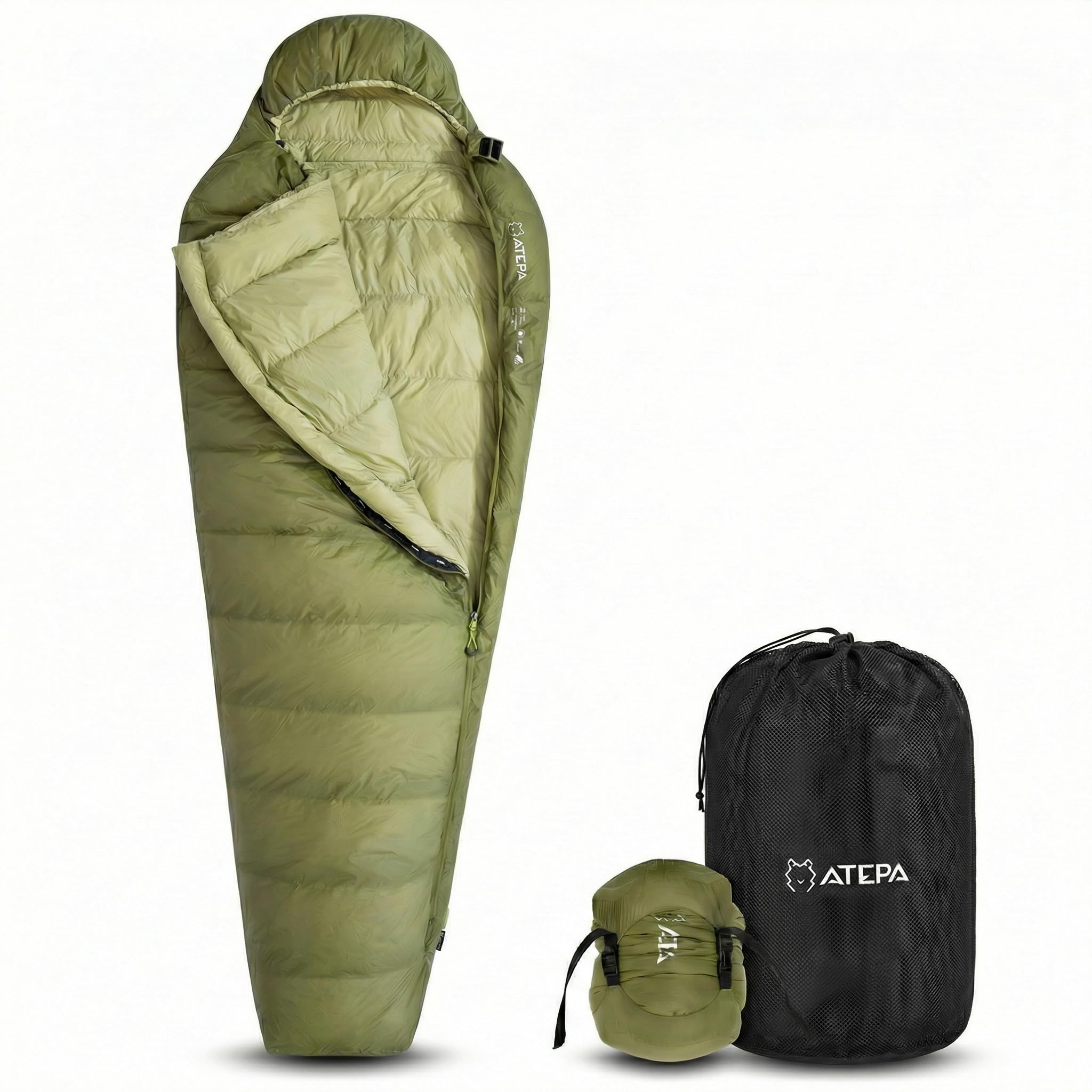 ATEPA Elements 450 Down Mummy Sleeping Bag for Adults 0 Degree 700FP Backpacking Ultralight Cold Weather Sleeping Bag