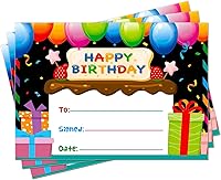 Vista 10 de D24TIME 36 piezas de certificados de feliz cumpleaños, regalos para niños y estudiantes de profesores, acuarela, aula, certificados de cumpleaños