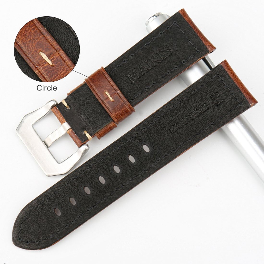 REZERO Watch Band, Genuine Leather Watch Straps, Oil-Waxed Vintage Watch Bands for Men 18mm 19mm 20mm 21mm 22mm 23mm 24mm 26mm