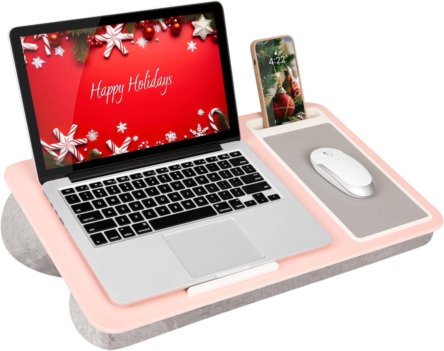LAPGEAR Home Office Lap Desk with Device Ledge, Mouse Pad, and Phone Holder - Pink - Fits up to 15.6 Inch Laptops - Style No. 91584