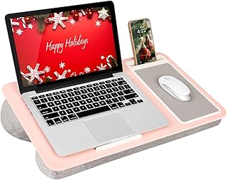 The Stuff People Who Work From Home Didn’t Know They Needed (But Now Can’t Live Without) 4 Home Office Lap Desk with Device Ledge, Mouse Pad, and Phone Holder - Pink - Fits up to 15.6 Inch Laptops - Style No. 91584