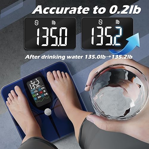 Miniatura 4 de Lepulse Báscula de peso inteligente con masa muscular de grasa corporal IMC, pantalla grande de 4.68 pulgadas con tendencia, báscula de 22