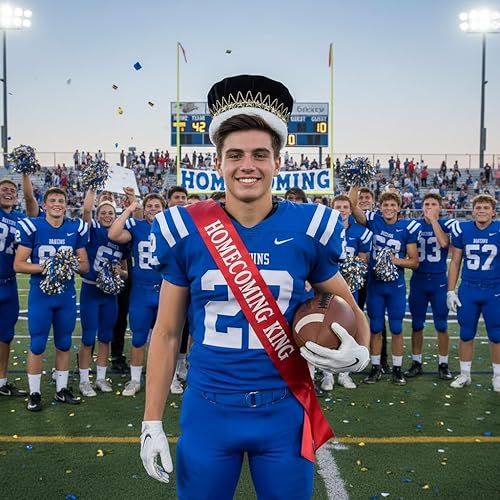 Miniatura 7 de Anderson's Majestic - Coronas de terciopelo King con banda de estrella, 6 pulgadas, corona para hombre, baile de graduación, regreso a casa, realeza