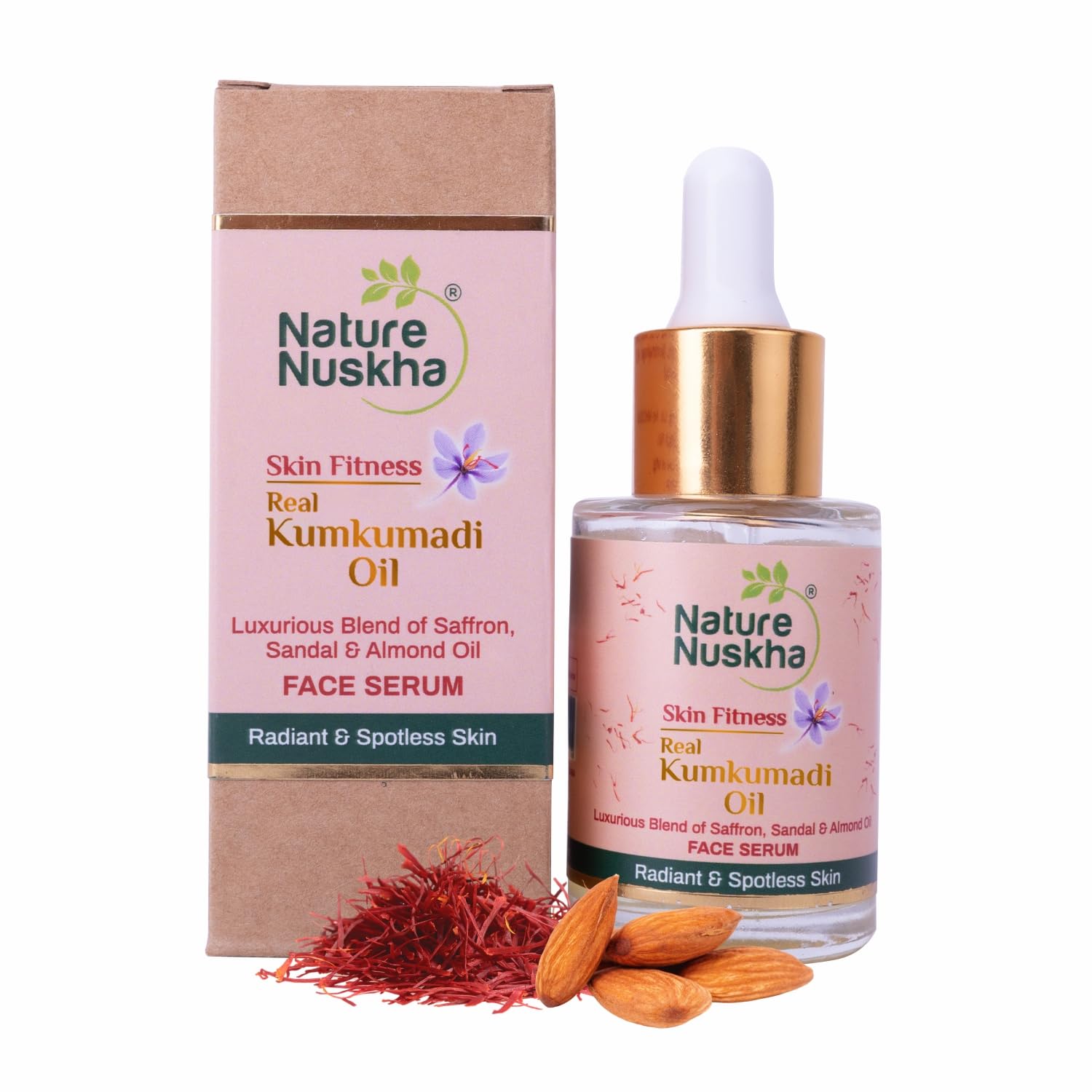 Nature Nuskha Real Kumkumadi Oil Face Tailam With Niacinamide, Vitamin C & E, Helpful For Youthful, Glowing & Hydrated Skin, Fades Dark Spots, Brightens Complexion | Anti Aging Serum 25ml for Men & Women (25 ml (Pack of 1))