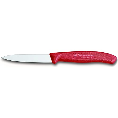 Victorinox 3.25 Inch Swiss Classic Paring Knife with Straight Edge, Spear Point, Red