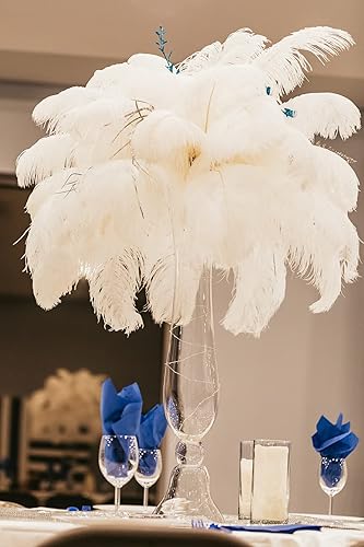 Miniatura 6 de Plumas de avestruz grandes blancas a granel 20 plumas de avestruz de 16-18 pulgadas a granel, plumas grandes para centros de mesa, jarrón, arreglo