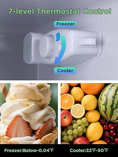 Miniatura 8 de Refrigerador de 3.5 pies cúbicos con congelador, refrigerador de 2 puertas con control de termostato ajustable, refrigerador para cocina