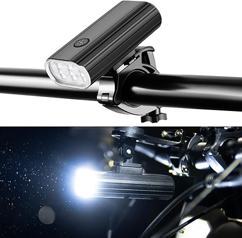Faro delantero de bicicleta de alto lúmenes, más de 2000 lúmenes, 6 LED, haz ancho súper brillante para conducción nocturna, luz delantera de