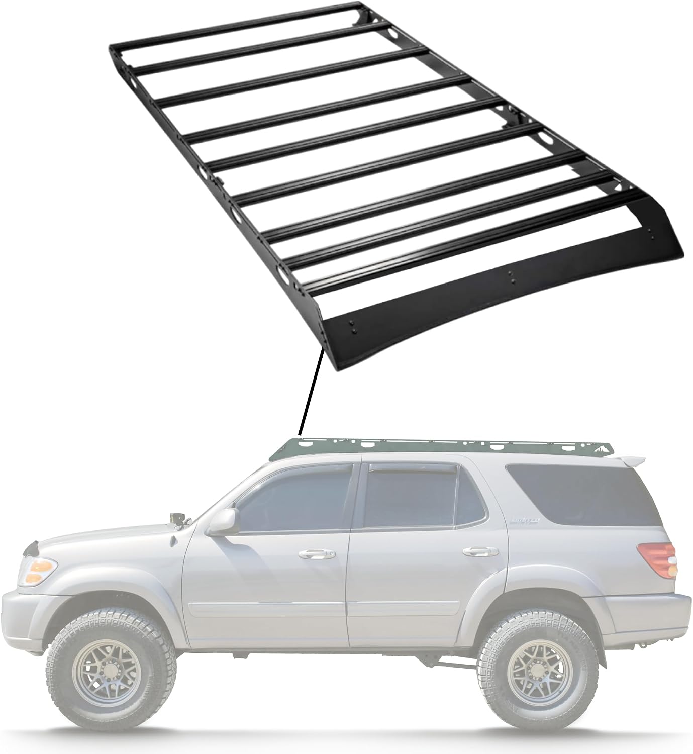 Sherpa Belford Half-Height Aluminum Roof Rack with Crossbars for 2001–2007 Toyota Sequoia
