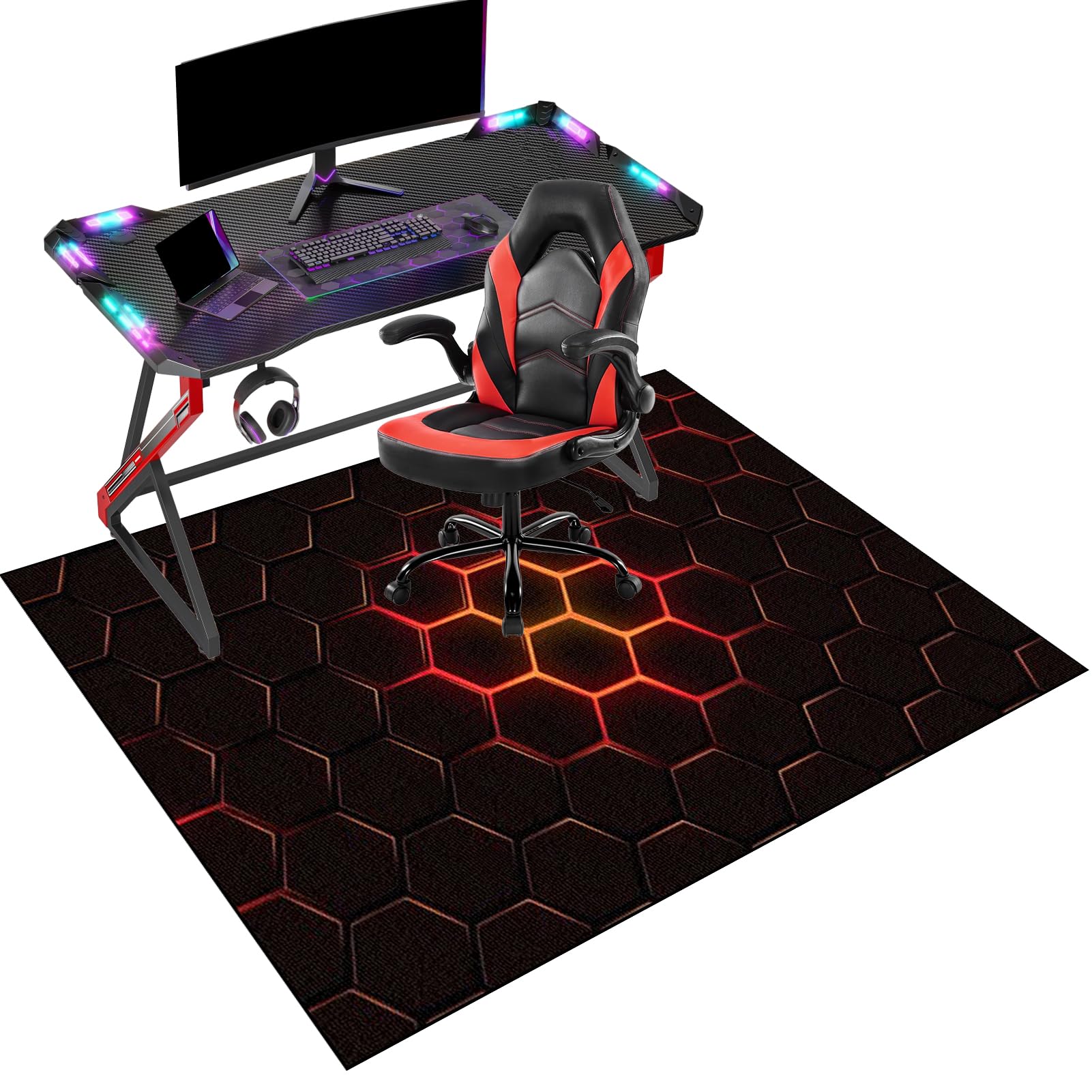 Fcenghox 2493A Office Gaming Chair Mat For Carpet 130 X 160 Cmcomputuer Desk Chair Mat For Hardwood Floor Under Desk Low-Pile Office Rug Gaming Rolling Chair Mat For Hard Wooden Black Protector Rug Washable