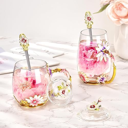 Miniatura 5 de Wisolt Regalos de cumpleaños para mujeres, regalos para el día de la madre, taza de té de vidrio esmaltado, regalos para ella, mamá, abuela,