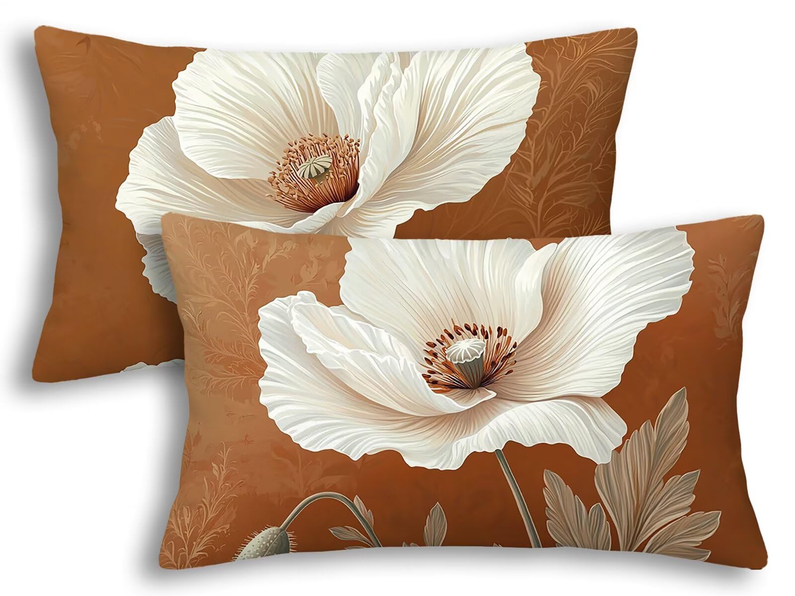 Housse de coussin pour jardin étanche motif fleur brun pour vos soirées en terrasse