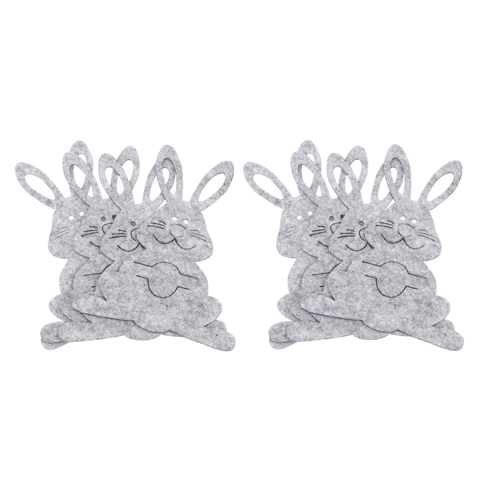 8pcs Easter Bunny Shaped Cutlery Bags Set, Grey Adorable Tableware Pouch for Party Dining Table Decor, Reusable Flatware Holders Easter Elements