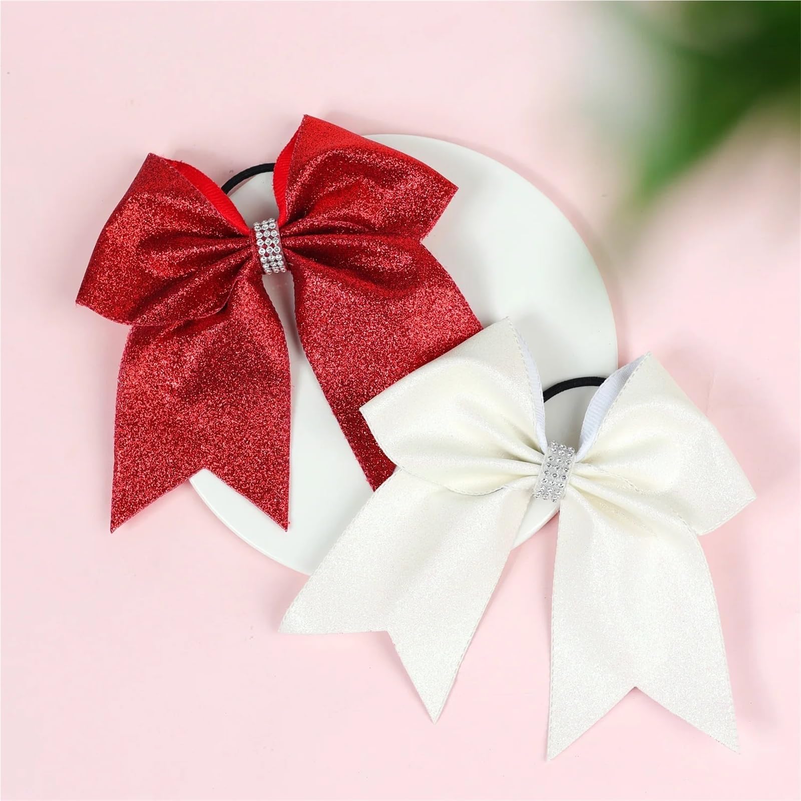 6 Pezzi 7 Pollici Ragazze Grande Cheerleading Glitter Fiocco for Capelli Elastico Fasce for Capelli Coda di Cavallo Fermaglio for Capelli Donne Accessori for Capelli per Donna Ragazze