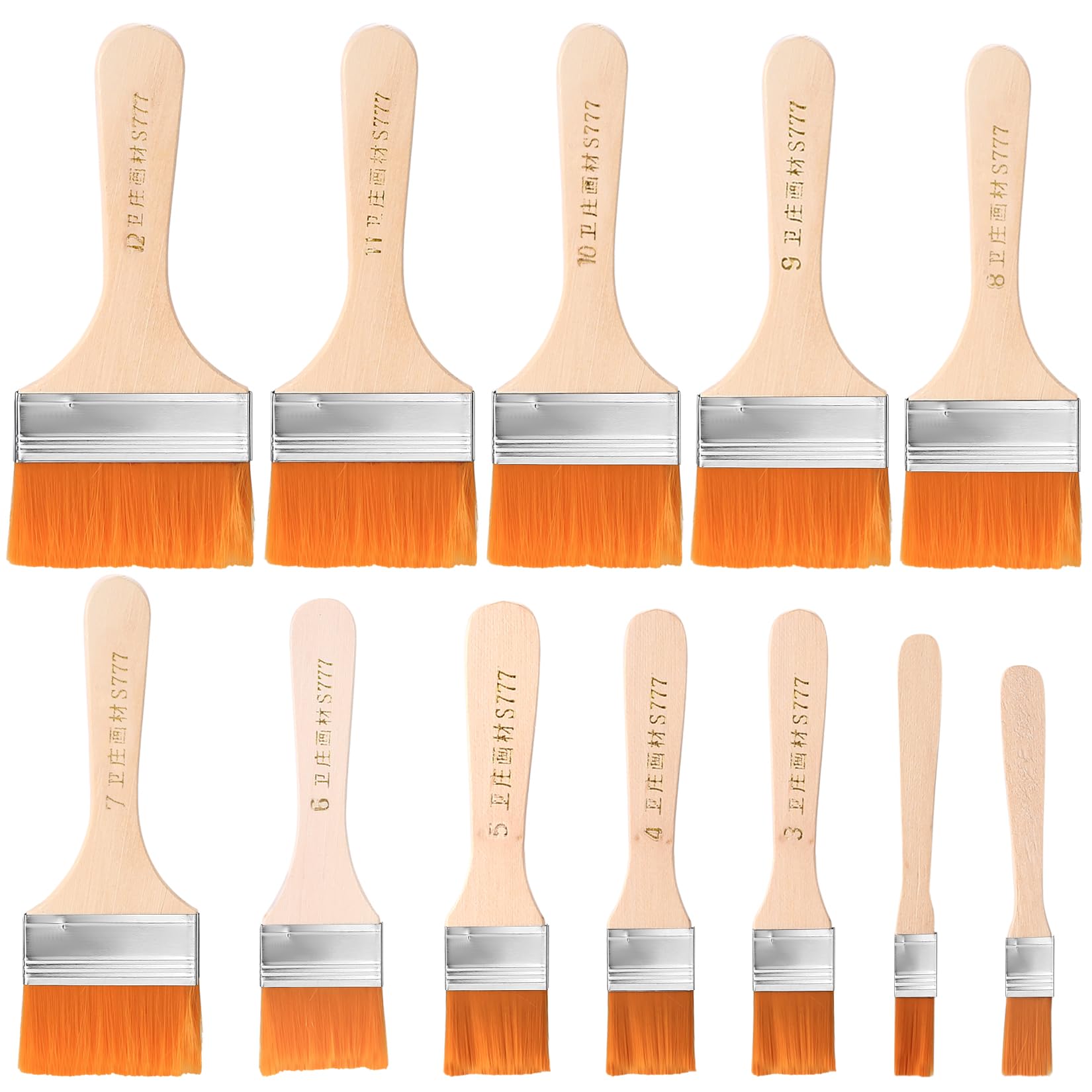 Kurtzy 30pz Set Pennelli Pittura Professionali Riutilizzabili Testina da 1,3-10 cm - Set Pennello Pittura con Manico Legno per Pittura Trucioli, Silicone, Gesso, Colorazione e Colle