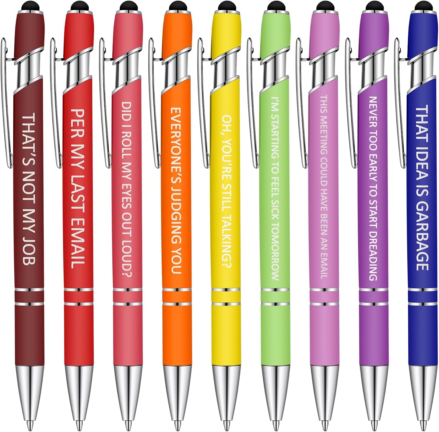 Eersida 10 Pcs Funny Pens for Coworkers Gag Gift Adult Snarky Office Pens Sarcastic Negative Quotes Ballpoint Touch Stylus for Office Supplies Accessories Gifts for Coworker, Black Ink