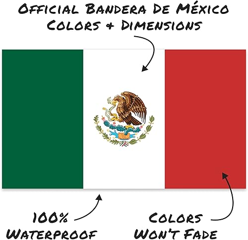 Miniatura 3 de Stickios Adhesivo de vinilo de la bandera mexicana para automóviles, camiones y ventanas de vehículos, fabricado en Estados Unidos (5.8 x 3.3