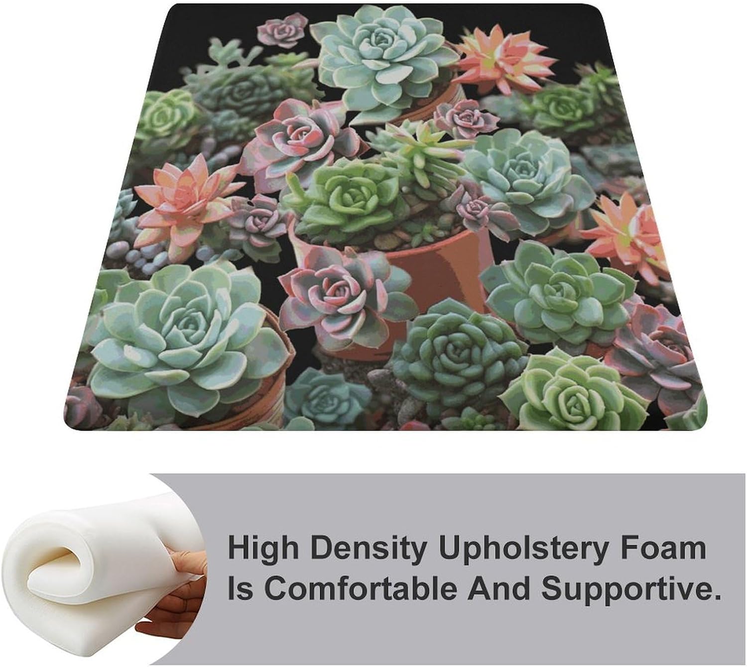 Succulents Chair Cushion Floor Pillow Stool Cushion | Cushions with Removable Cover with Square Memory for for Chair Living Room Balcony Office Sofa,13.8*15*1.2 Inch