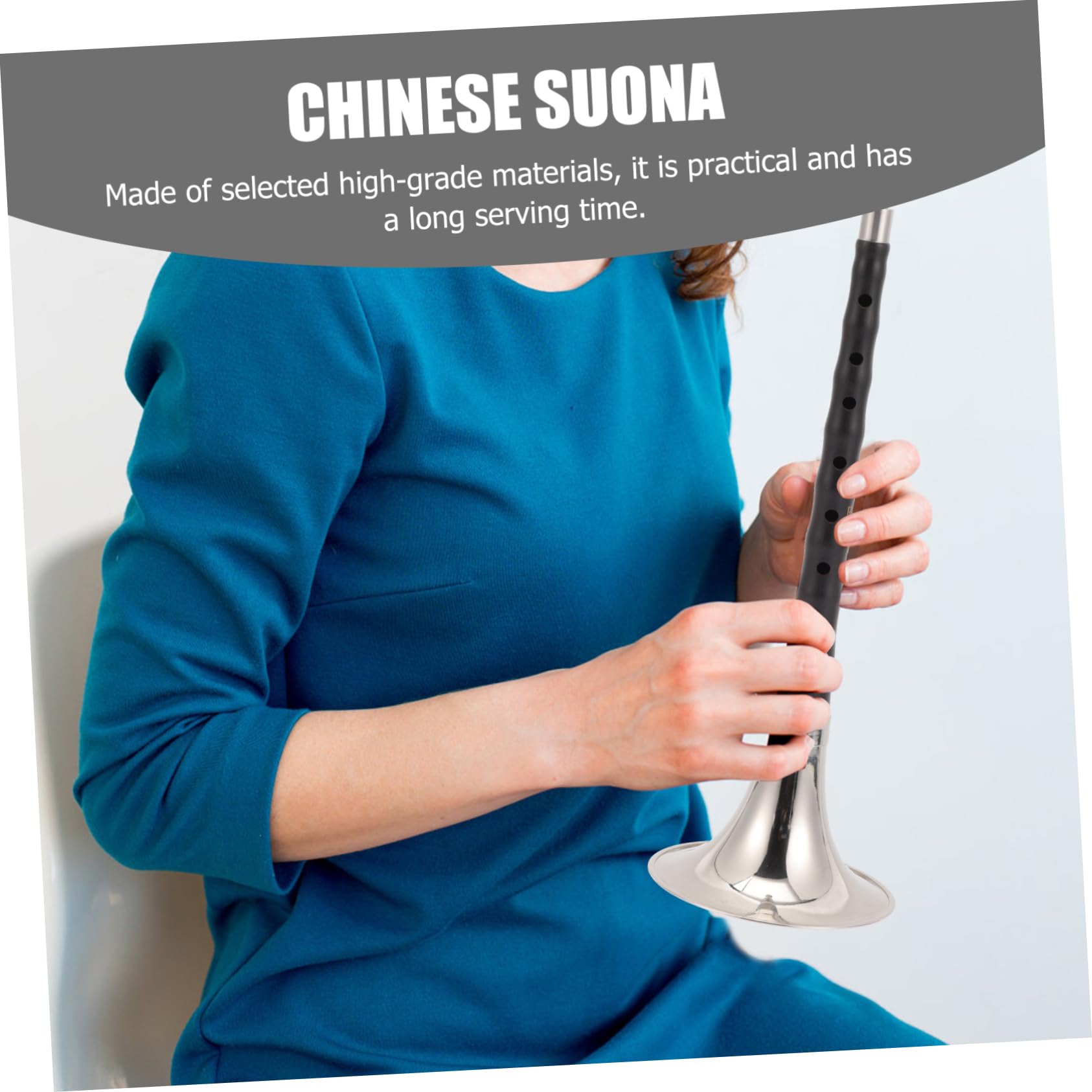 Instrument à Vent Traditionnel Facile à Jouer et Transporter Suona Chinois en Bois et Cuivre Léger pour Débutants et Professionnels en Pratique Musicale
