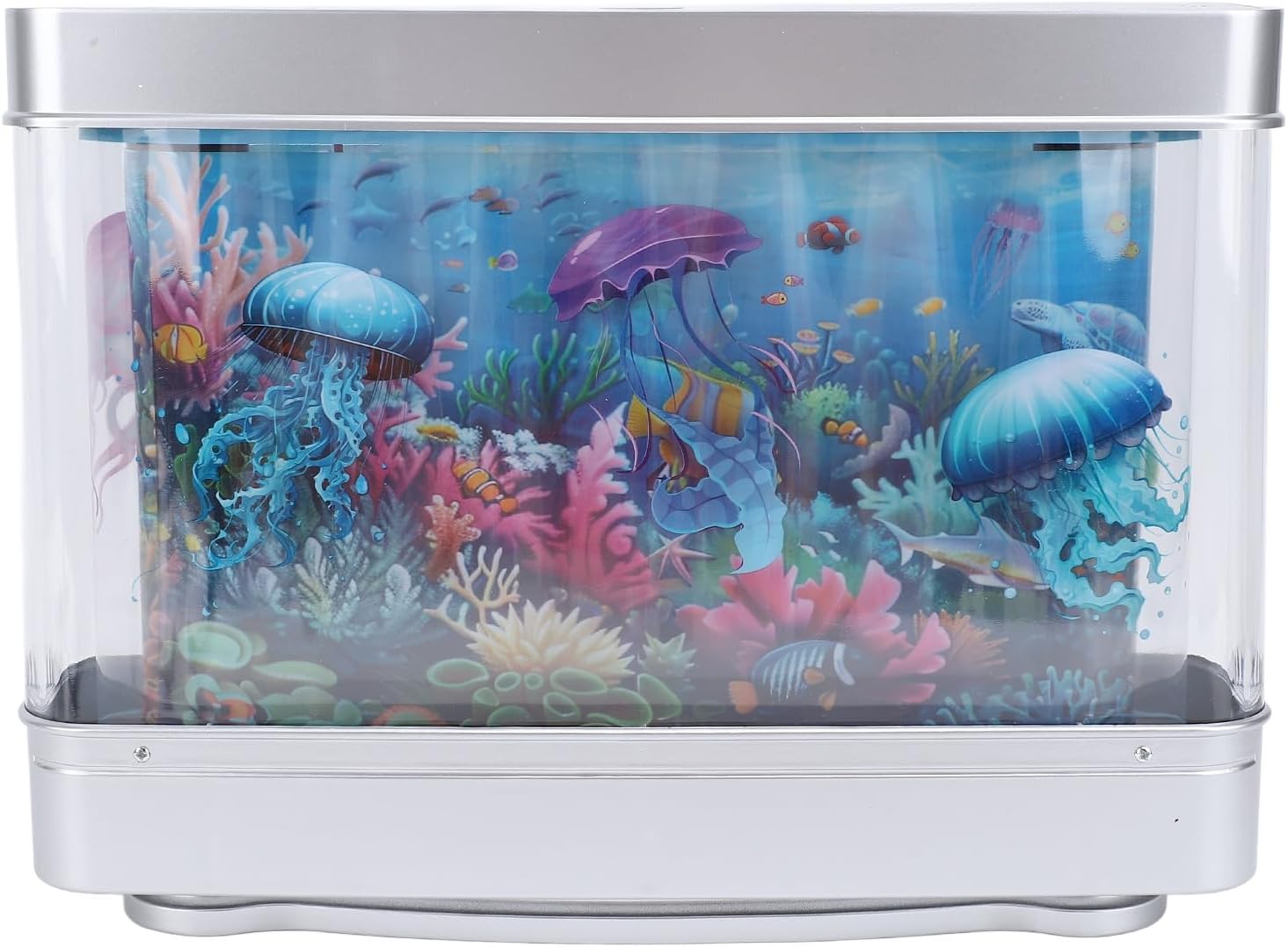 Fake Fish Tank Mini Aquarium, USB 5V Plug in Artificial Tropical Fish Decorative Fake Aquarium Decorative Lamp Aquarium Lights Motion Lamp Night Light with Moving Fish for Kids