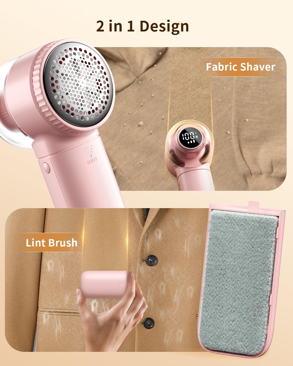 Afeitadora de tela con cepillo para pelusas, afeitadora grande con pantalla digital, removedor de pelusas de 3 velocidades con cuchillas de 6 hojas, afeitadora eléctrica para quitar bolitas para ropa,