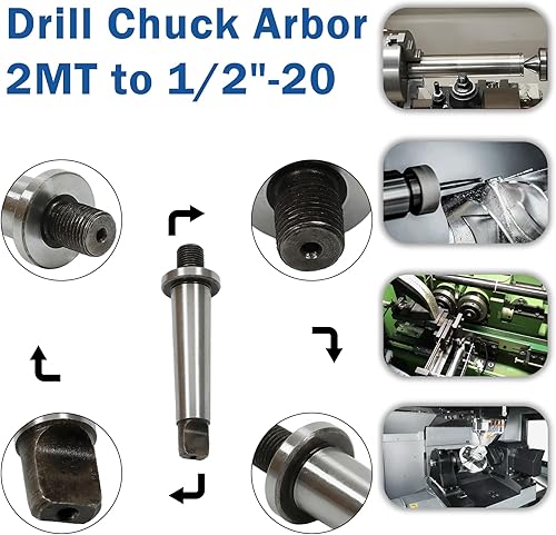 Miniatura 5 de Nuevo adaptador MT2 de eje de taladro roscado 2MT a 12 "-20 endurecido Morse Taper MT2 para varias máquinas de taladro, fresadoras, tornos, tornos