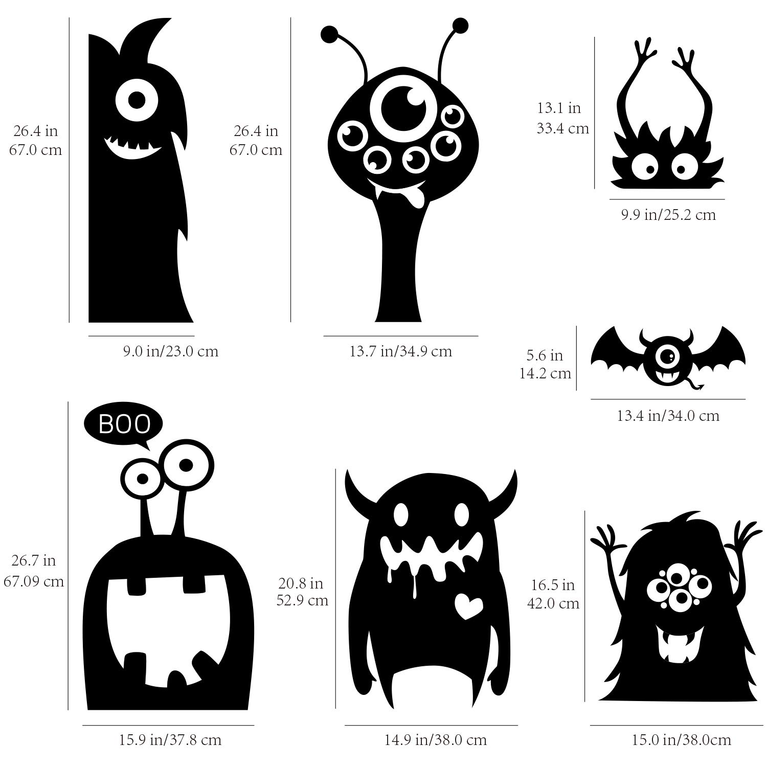 Lot 5 Feuilles Autocollants Géants Halloween - 29 Motifs Monstres, Adhésif électrostatique, Réutilisable, Fenêtres - 5