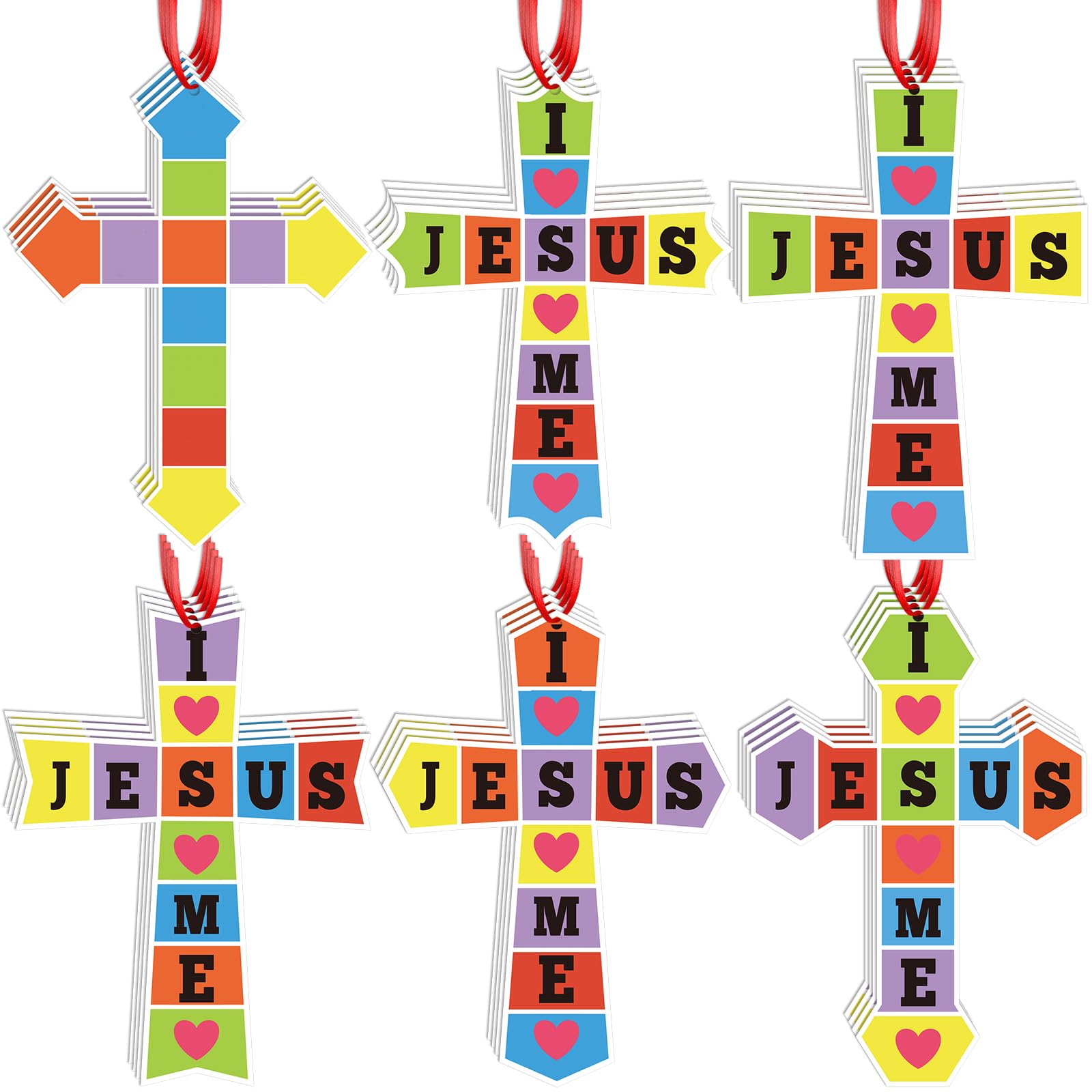Motipuns 24 Pcs Christian Religious Crafts for Kids I Love Jesus, Jesus Loves Me Cross Church Bible Crafts for Sunday School VBS Home Activities