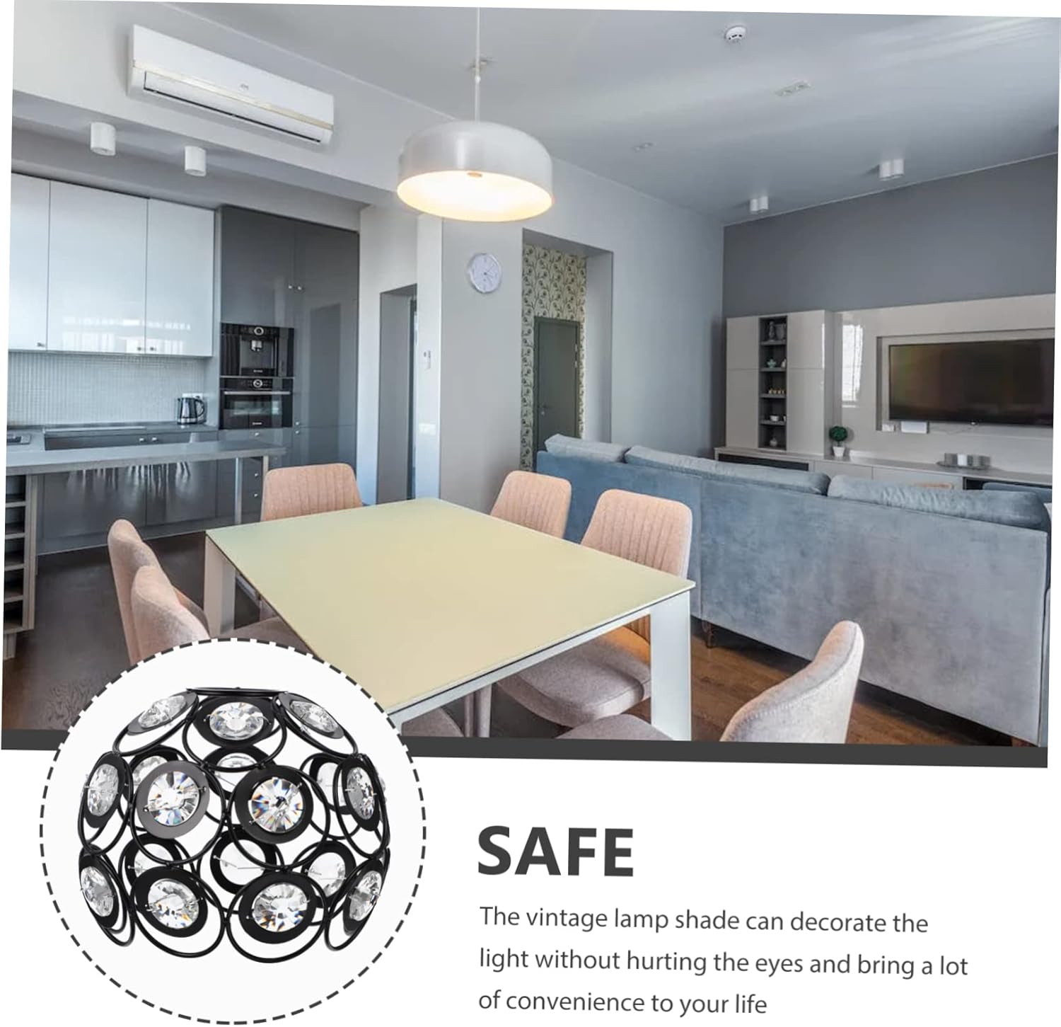 Cabilock Crystal Lampshade Ceiling Light Cover Stylish Artistic Shade Replacement Accessory